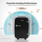 Mini Fridge, 4 Liter/6 Can Mini Makeup Fridge, 110V AC/ 12V DC Portable Thermoelectric Cooler&Warmer for Skincare, Drink, Cosmetic, Medicine, Small fridge for Bedroom, Office, Dorm, Car, Black