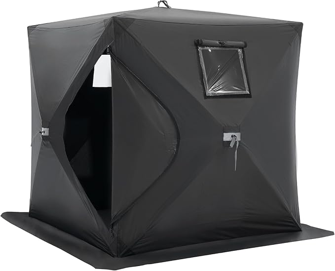 VEVOR Portable Pop-Up Tent, 1-8 Person Insulated Shelter, Large Fishing Area, Hub-Style Shanty for Winter Fishing, Waterproof Oxford Ice Cube with Anchors/Ropes/Carrying Bag