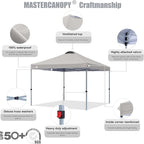 MASTERCANOPY Durable Pop-up Canopy Tent with Roller Bag (10x10, Gray)