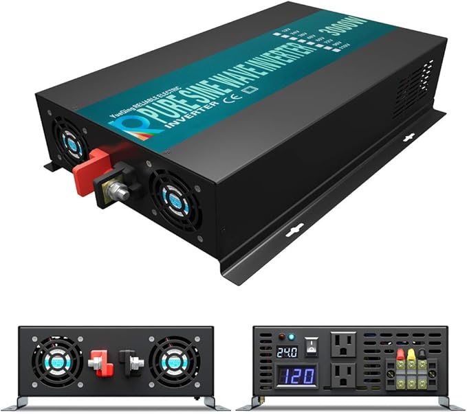 WZRELB 3000watt Pure Sine Wave Inverter 24V DC to 120V AC 60HZ with LED Display Wireless Remote Controller Car Inverter Generator (RBP300024VCRT)