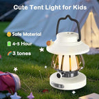 Kids Lantern with 3 Color Light & USB-C Rechargeable, Dimmable Camping Night Light for Children, Safe & Durable ABS Plastic Toddler Flashlight for Bedroom, Tent, Emergency (White)