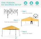 Best Choice Products 8x8ft Pop Up Canopy Tent, Outdoor Shade, 1 Person 1 Minute Set Up, Carry Case, 4 Weight Bags - Marigold
