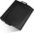 Hiorucet 18 Inch Cast Iron Griddle, Large Flat Top Plate for Gas Grills and Range Oven, Universal BBQ Cooking Grill Griddle Pan Insert with Handles for Indoor/Outdoor, Camping, Tailgating, Parties.