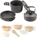 9 Pcs Camping Cookware Set Outdoor Non-Stick Cooking Backpacking Pots Teapots Bowls Set Mess Kit Hiking Picnic Tableware Equipment