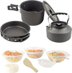 9 Pcs Camping Cookware Set Outdoor Non-Stick Cooking Backpacking Pots Teapots Bowls Set Mess Kit Hiking Picnic Tableware Equipment