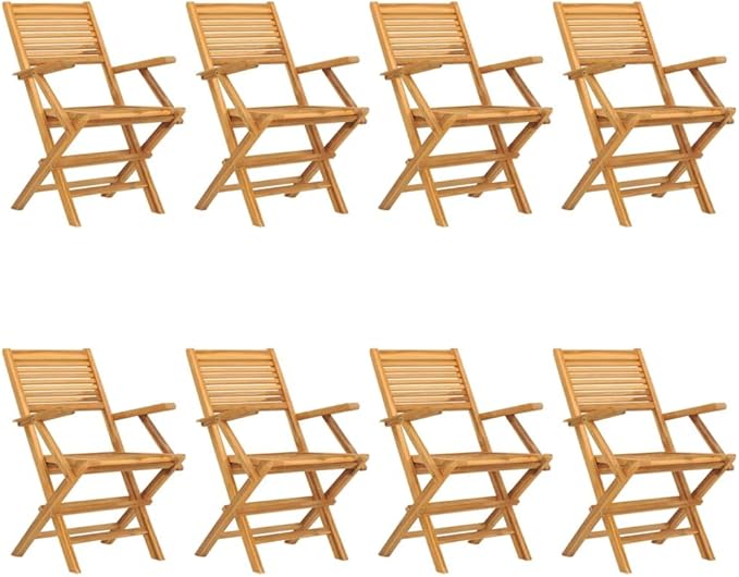 Folding Patio Chairs 8 pcs ,Outdoor Chairs,Garden Chair,Kitchen Chairs,Camping Chair,Leisure Chair,Decorative Chair,Conversation Chair,for Patio,Balcony,Party,21.7"x24.4"x35.4" Solid Wood Teak