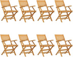 Folding Patio Chairs 8 pcs ,Outdoor Chairs,Garden Chair,Kitchen Chairs,Camping Chair,Leisure Chair,Decorative Chair,Conversation Chair,for Patio,Balcony,Party,21.7"x24.4"x35.4" Solid Wood Teak