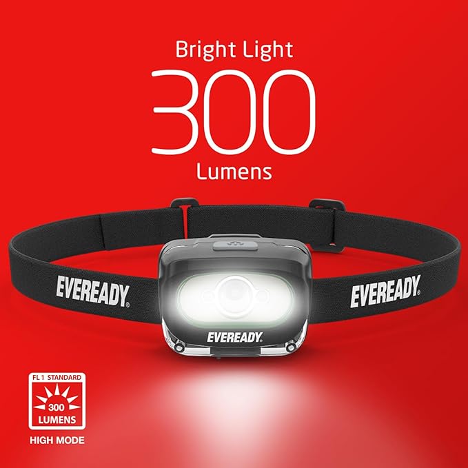 Rechargeable LED Headlamps by Eveready (2-Pack), IPX4 Water Resistant Head Lights for Running, Camping, Emergency, Outdoors (USB Cable Included),Black (2-Pack),Adjustable