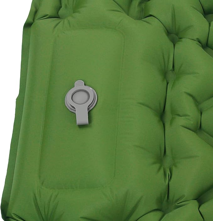 Ergonomic Inflating Sleeping Pad with Built in Pump, Nylon Material, and Storage Bag for Office, Camping, and Outdoor Use (Olive Green)