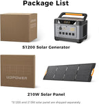 S1200 1190Wh Solar Generator Kit | 1200W Power Station + 210W Solar Panel | Fast Solar Charging for Home Backup, RV & Emergencies