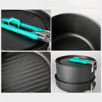 Ultralight Camping Cookware Set Aluminum Nonstick Outdoor Tableware Kettle Pot Cooking Pan Bowl Cookset Portable for Hiking Picnic Mountaineering Pots & Pans