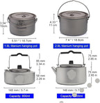Compatible for Widesea Camping Titanium Tableware Set Cookware Tourism Cauldron Outdoor Cooking Pot Picnic Kitchen Hiking Trekking Equipment