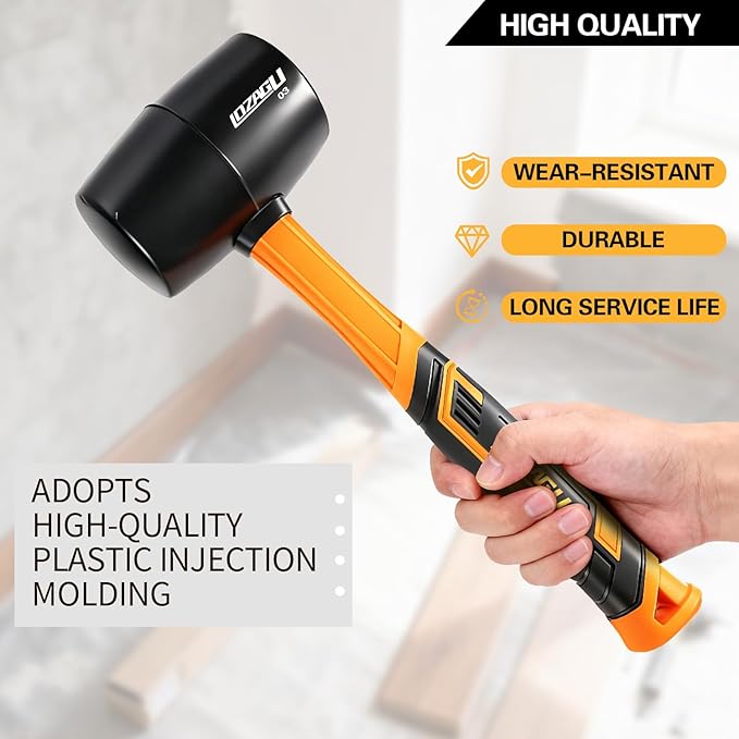 Rubber Mallet Set - 3 Sizes 12oz 24oz and 32oz, Fiberglass Handle, Rubber Mallet for Flooring, Tent Stakes, Woodworking, Camping, Soft Blow Tasks without Damage