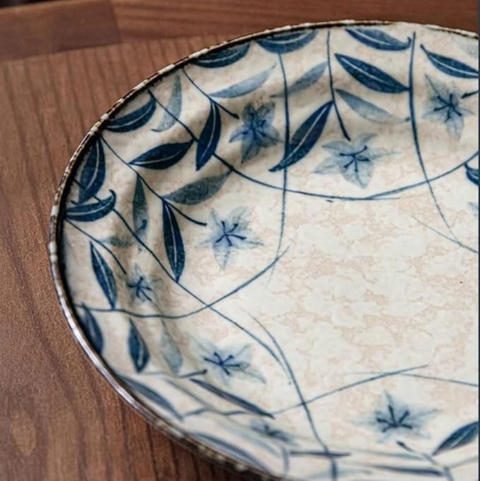 Camping Plates Retro Handmade Underglaze Ceramic Dinner Plate Home Dining Tableware Decorative Plate