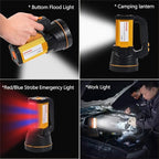Powerful Led Flashlight High Lumens USB C Rechargeable,Super Bright Handheld Spotlight,Strong Metal Flashlight Large/Long Lasting/Lantern/Strap,High Powered Big Searchlight