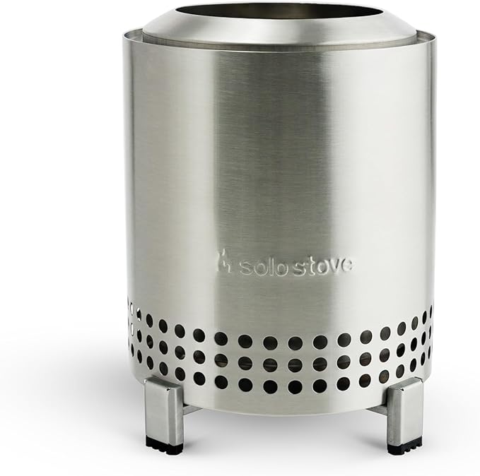 Solo Stove Mesa, 5.1 Inch Tabletop Fire Pit with Stand - Smokeless, Stainless Steel Fire Pit for Camping, Outdoor & Patio- Wood Burning or Pellet Fueled Portable Bonfire, 1.4lbs, Stainless Steel