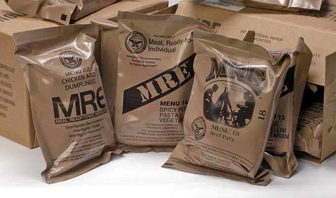MRE Ready to Eat Meals - Emergency Food Kits, Pack Of 6 w/Entrees, Dessert, Flameless Heater & Accessories – Emergency Meals For Camping Hiking & Other Outdoor Activities