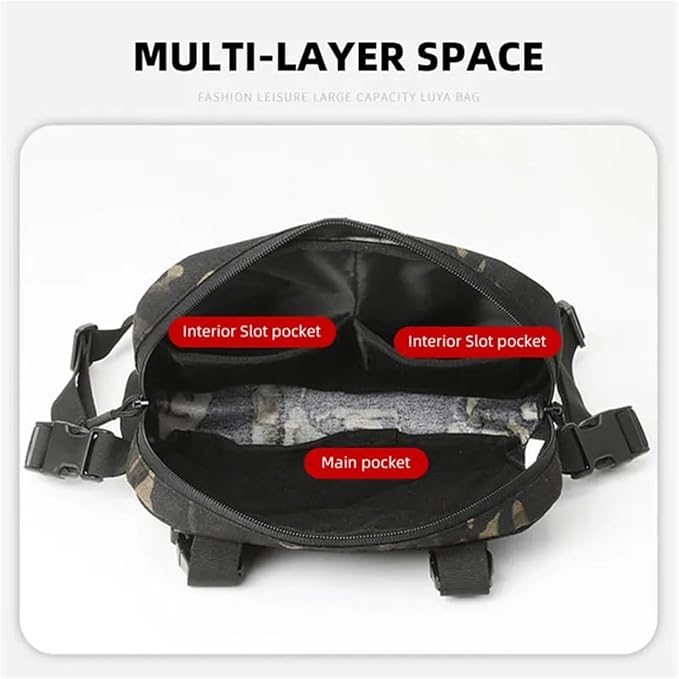 Genérico Tactical Chest Rig Backpack Camping Recon Kit Bag Vest Front Pouch Daypack,Compatible For Hiking Fishing Lure(Black B)
