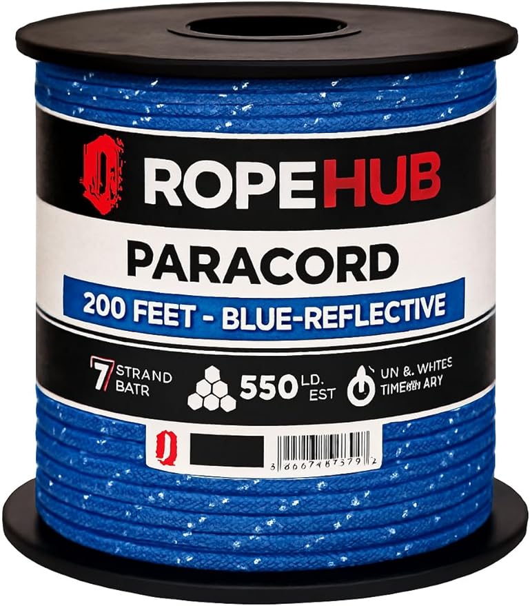 RopeHub 550 Paracord – 7 Strand Core Nylon Parachute Cord, 550 lb Test – Durable Utility Cord for Camping, Survival, DIY, Gear, Tents, Tarps – Multiple Colors & Lengths