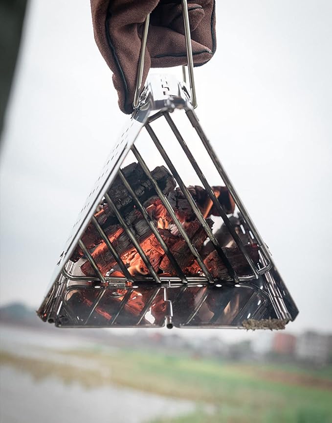 camping moon CAMPINGMOON Charcoal Chimney Starter Collapsible Foldable Grill Chimney Stainless Steel MT-17