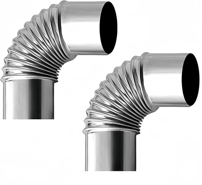 2PCS 2.36 Inch 90 Degree Stainless Steel Chimney Elbow for Outdoor Wood Stove, Camping Stove Accessories