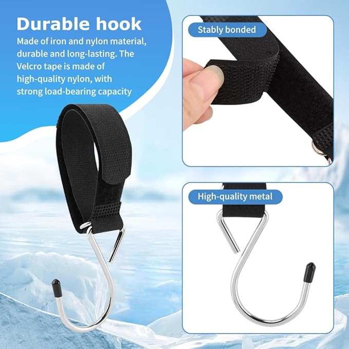 14Pcs Ice Fishing Coat Hooks, Outdoor Hun/ting Tent Hanging Hooks Ice Fishing Shelter Accessories Hanging Storage for IceFishing Tents Outdoor Camping(Color:Black)