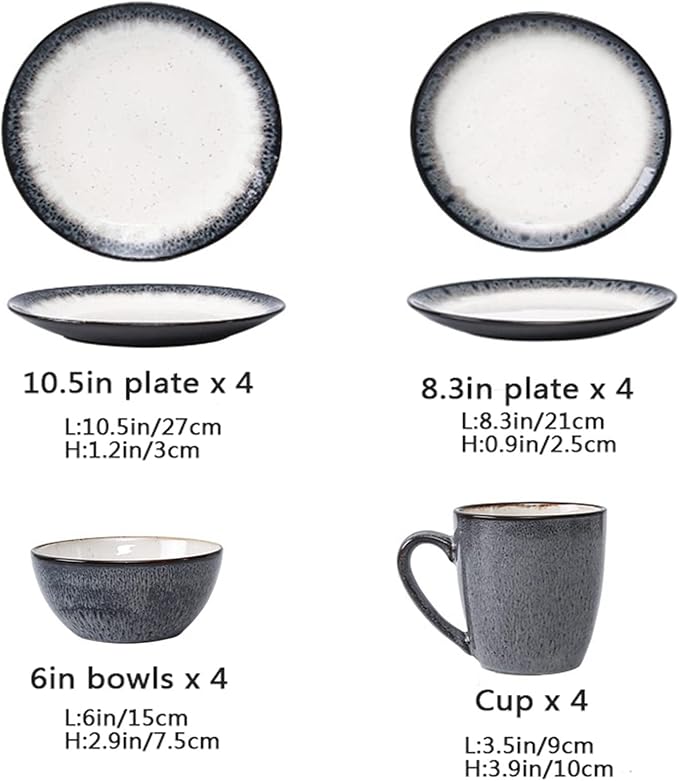 GaRcan Plate and Bowl Set Round Dinnerware Set, 16 Piece Porcelain Dinnerware Sets, Ceramica Dishes Dinner Sets, Modern Tableware with Dinner Plates