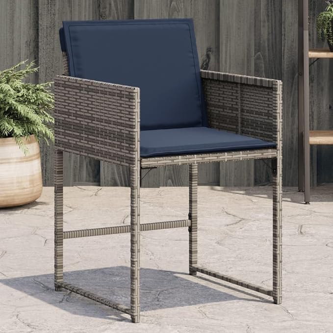 Patio Chairs with Cushions 4 pcs Gray Poly Rattan Dinning Chairs Camping Chair Patio Chairs Outdoor Chairs for Bedroom Patio Dining Outdoor