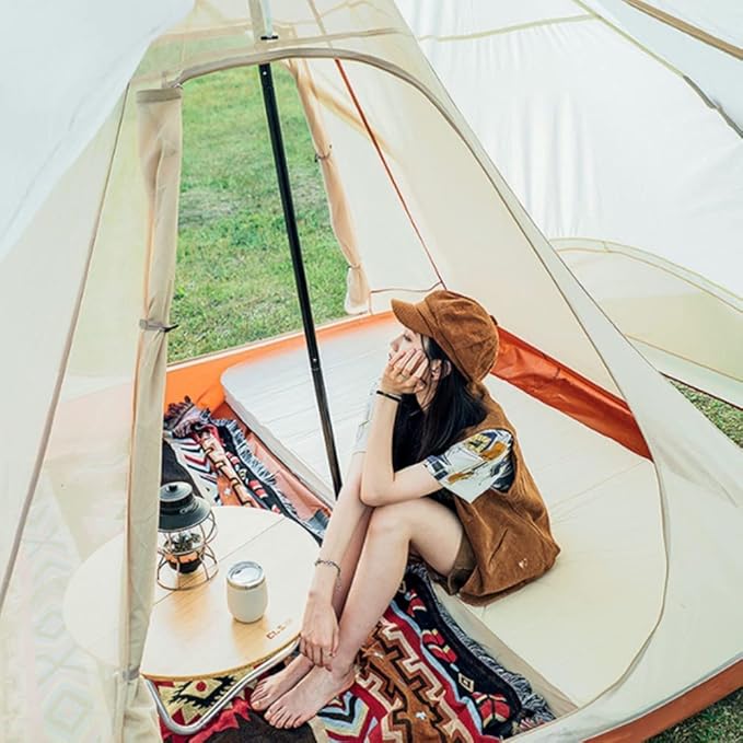 GeRRiT Family Camping Tent Large Waterproof Double Layer Pyramid Tipi Tent Camping Mongolian Yurt Tent for Picnic Festival