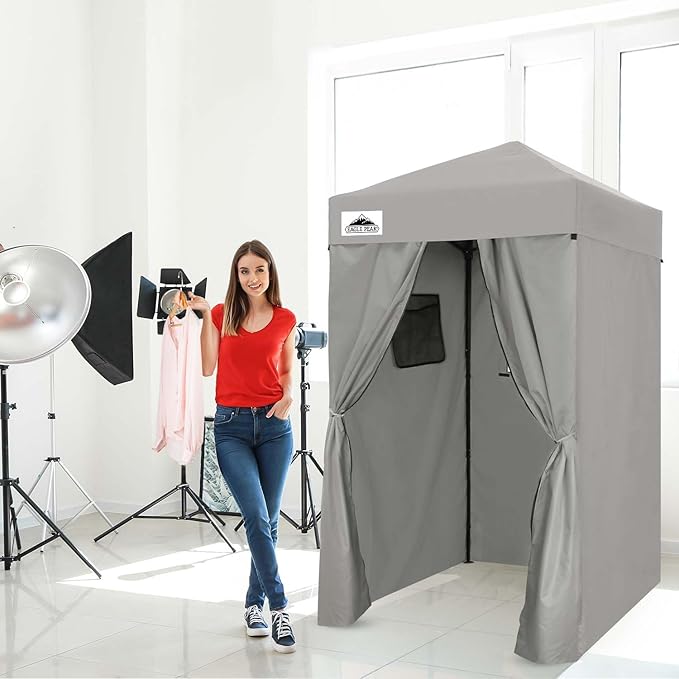 EAGLE PEAK Flex Ultra Compact 4x4 Pop-up Canopy, Sun Shelter, Changing Room, Portable Privacy Canopy Cabana for Pool, Fashion Photoshoots, or Camping, Gray