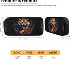Tiger and Roses Printing 3 Pcs Boys Backpack Set, Matching Large Capacity Lunch Box and Dirt-resistant Pencil Case for Elementary School Students Travel Activities Outdoor