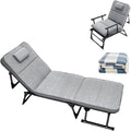 Camping Cot Bed and Chair Integrated, Cots for Camping Five Adjustable Levels, Camping Cots Bring a Blanket Without Taking up Space(Gray)
