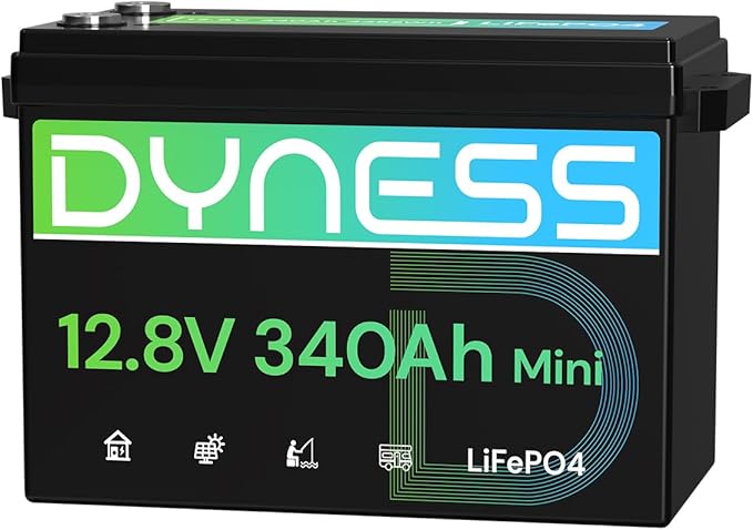 12V 340Ah Mini LiFePO4 Lithium Battery, Max. 4352Wh, Built-in 200A BMS with Low-Temp Protection, 10 Years Lifetime, 12.8 Volt Deep Cycles Battery for Rv Camping, Home Solar System, Off-Grid