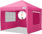 Quictent Easy Pop up Canopy Tent 10'x10' with 4 Detachable Window Sidewalls, One Person Setup, Waterproof Outdoor Portable Vendor Event Tent Shelter Enclosed, Wheeled Bag Included