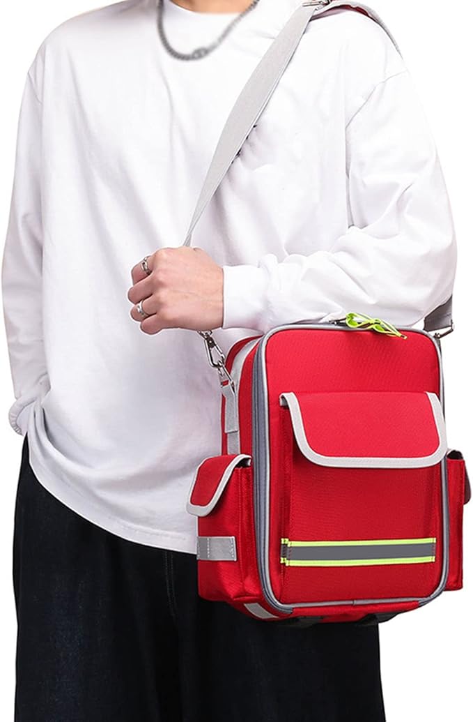First Aid Bag Empty,Travel Rescue, Responder Storage Survival Trauma Emergency Backpack for Hiking Camping(Red)