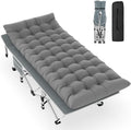 Slendor Camping Cot, Folding Camping Cots for Adults, Portable Sleeping Cot with Carry Bag, 1200D Double Layer Oxford, Camp Cot Bed for Guest Travel, RV, Support 500lbs, Charcoal Grey