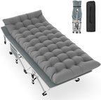 Slendor Camping Cot, Folding Camping Cots for Adults, Portable Sleeping Cot with Carry Bag, 1200D Double Layer Oxford, Camp Cot Bed for Guest Travel, RV, Support 500lbs, Charcoal Grey