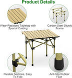 Folding Camping Table, Portable Lightweight Carbon Steel Roll-up Picnic Table BBQ Desk with Carry Bag Heavy Duty for Outdoor Beach Camping Picnic Backyard Party Patio BBQ Fishing