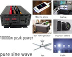 10000W Pure Sine Wave Power Inverter DC 12V 24V 48V 60V to AC 220V for Solar System Solar Panel Home Outdoor RV Camping (Color : 10000w, Size : 60-220v)
