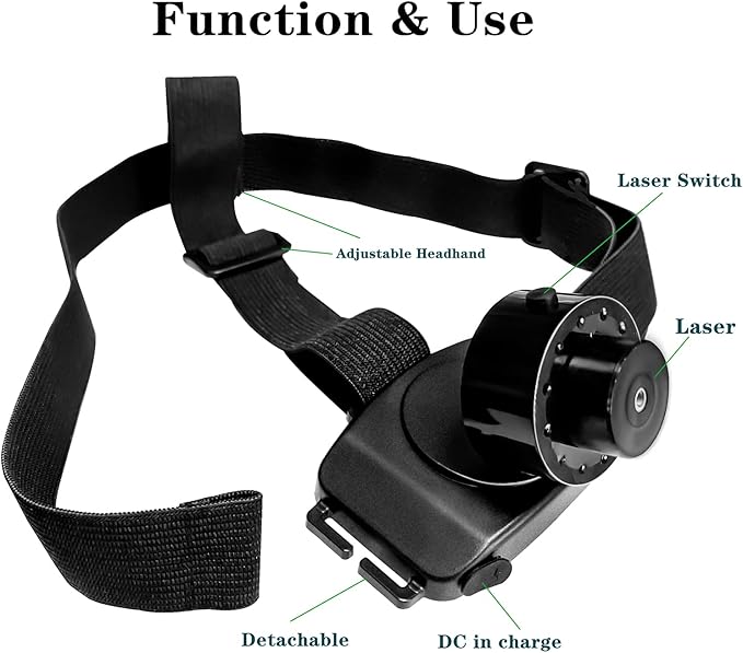 Professional Physical Therapy Laser Headlamp with Rechargeable Battery for Sensorimotor Control Testing