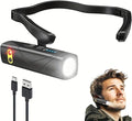 LED Rechargeable Ear-Worn Headlamp with Motion-Sensing Adjustable Main Light, 5 Modes of White and Red Lights, Lightweight and Ideal for Work, Camping, Hiking, and Running