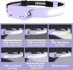 COSOOS LED Headlamp Rechargeable Flashlight, Bright Headlight Adjustable Headband for Women & Girl,1000 Lumen Wide Beam & Spot Light, Motion Sensor, 2.4 oz Lightweight Hiking Camping Essential
