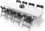 8FT Folding Table Set with 8 Chairs – Heavy-Duty 660 lb Table & 330 lb Chairs, Portable Folding Furniture Bundle for Camping, Parties, Indoor & Outdoor Use