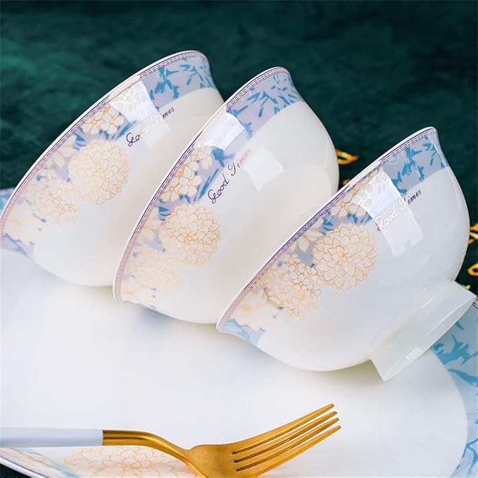Tableware Set,60 Piece Bone China Tableware Sets Food Bowl Sushi Dishes Ramen Plates Dinner Set Utensils for Accessories