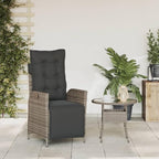 Reclining Patio Chair with Footrest Gray Poly Rattan Porch Chairs Camping Chairs Patio Chairs Living Room Chairs for Dining Patio Bedroom Outdoor