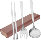 1 Set Set Fork Spoon Chopsticks Stainless Chopsticks Stainless Steel Spoon Stainless Steel Utensils Set Chopstick Holder Spoons and Forks Set Travel Utensils Chopstick Rest