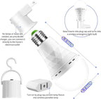 Emergency Rechargeable Light Bulbs, Stay Lights Up When Power Failure, 1500mAh 12W 60W Equivalent LED Light Bulbs for Home, Camping, Hiking ((with Hook,with Plug Cap,with socket adapter) 6 Pack