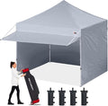 ABCCANOPY 10x10 Pop up Canopy Tent with Sidewalls - Easy up Canopies with Awning, Outdoor Tents for Parties, Market, Commercial Events, Gray