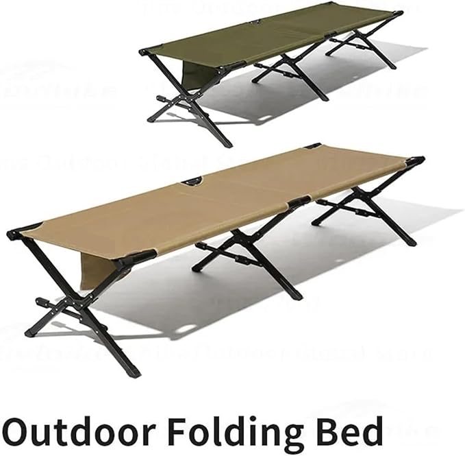 Folding Camping Cot Camping Bed Wear-Resistant 600D Oxford Cloth Portable Outdoor Lightweight Forest Folding Bed Chair(Olive Green)