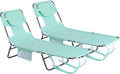 SUNNYFEEL Beach Lounge Chair, Backpack Reclining Beach Chairs Lay Flat, Sun Face Down Tanning Chair, Folding Camping Chairs Portable Camp Cot with Backpack Straps for Outdoor/Picnic/Lawn